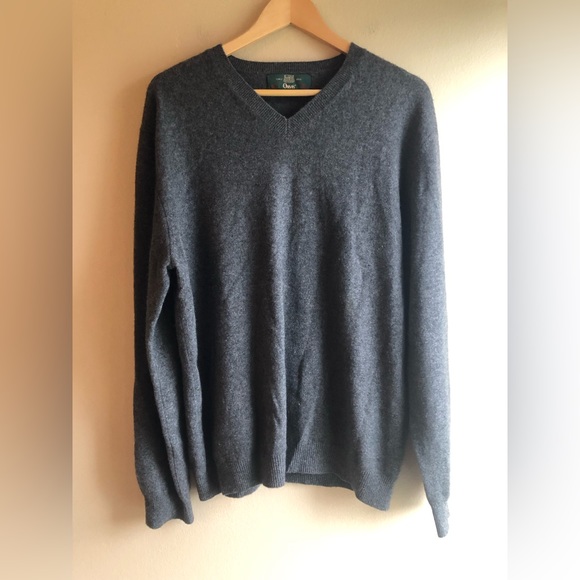 Vintage ORVIS 1856 Men’s Cashmere V Neck Sweater Long Sleeve Gray Pullover Large